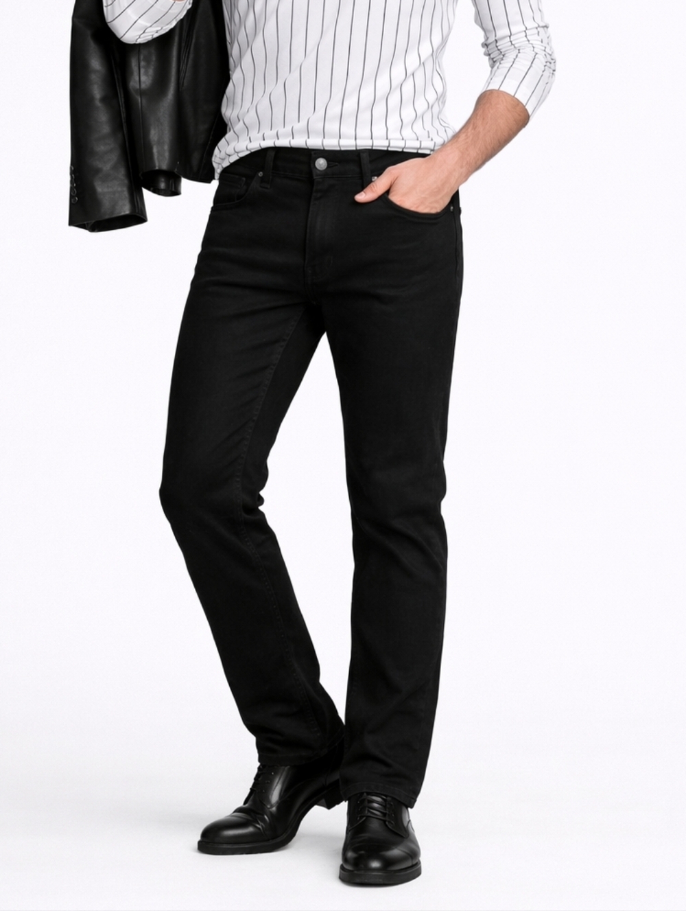 34 Heritage Black Cotton Jeans Mid Rise Straight Stretch 40